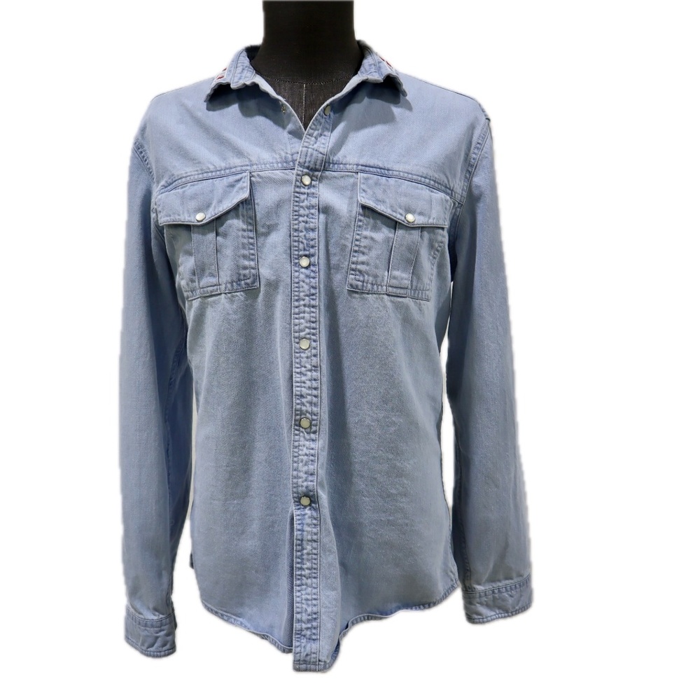 ASOS Men's XL Blue Jean Pear Snap Button Down Long Sleeve Shirt